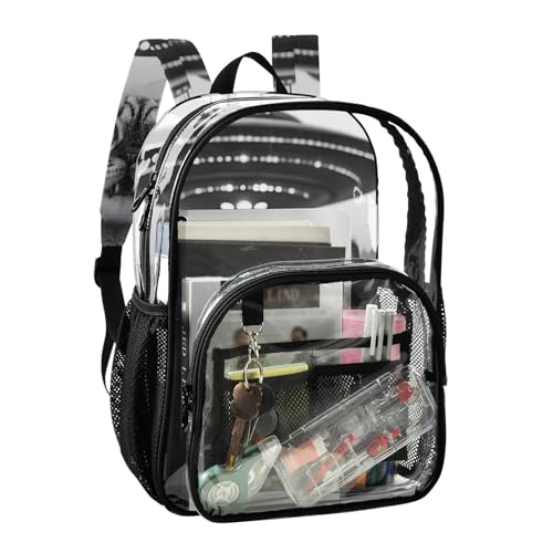 Cat Surprise Funny Clear Backpack, PVC Transparent Bag with Large Capacity for Boys, Girls, Men, Women, See Through Bookbag for School Work College Travel2