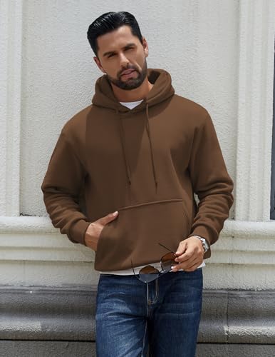 Image of COOFANDY Men Cotton Fleece Hooded Sweatshirt Casual Long Sleeve Hoodies Pullover Fashion Drawstring Hoodie with Kanga Pocket