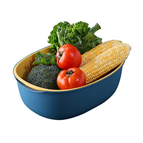 Al Forsan (5 Quart) Kitchen Colander With Bowl,Colander 5 Quart Plastic,Fruit Washing Basket,Colanders & Food Strainer Plastic .Diameter:(12.4X 9.8X 4.8) Inch. #TOP5