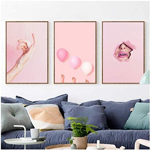 Posters et gravures rose thème fille pour salon - Peinture sur toile moderne 50x70cm