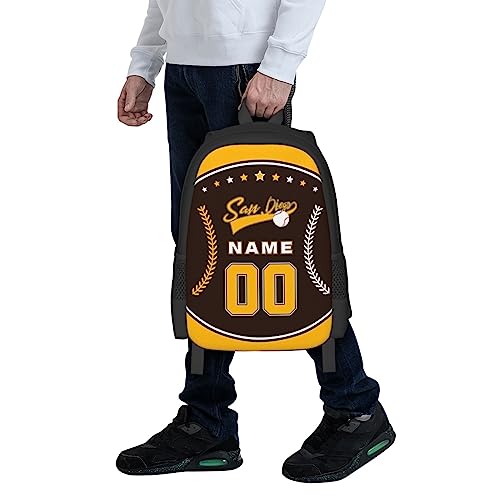 Custom San Diego Backpack Bag Book Bag Travel Laptop Bag Personalized Name Number Baseball Gifts for Boy Girl2