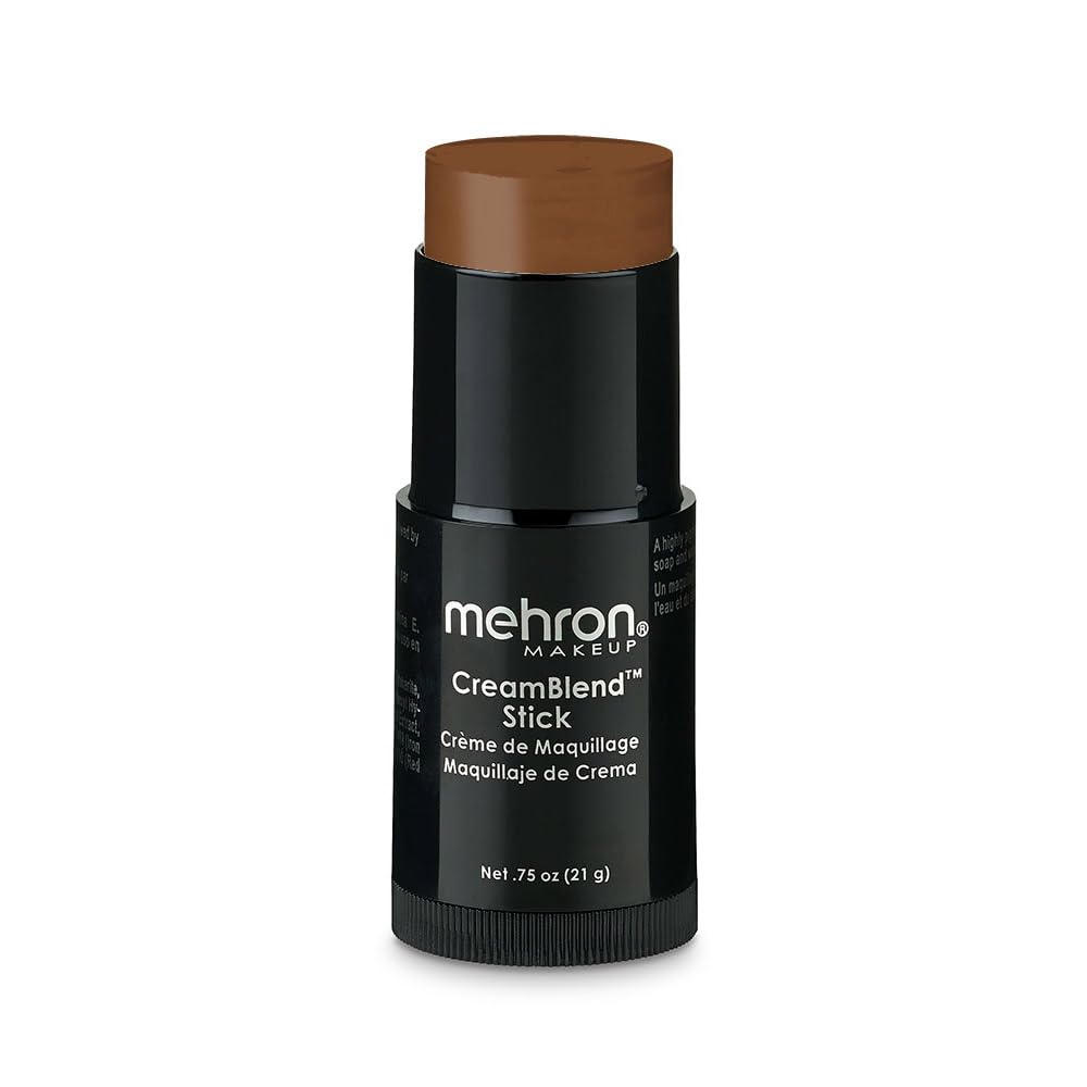 Mehron CreamBlend Stick | Face & Body Paint - Foundation Cream Makeup - Halloween Perfect - .75 oz (21 g) (Light Ebony)