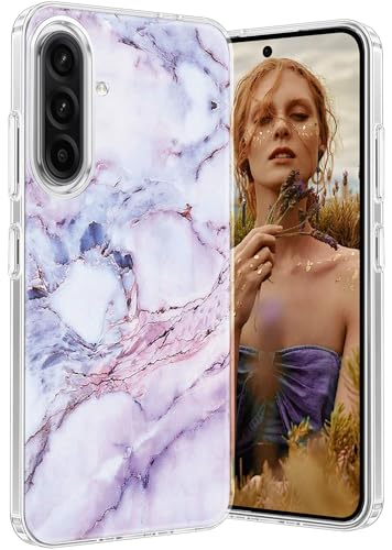 Coque Samsung A56 5G marbre violet en silicone transparent antichoc