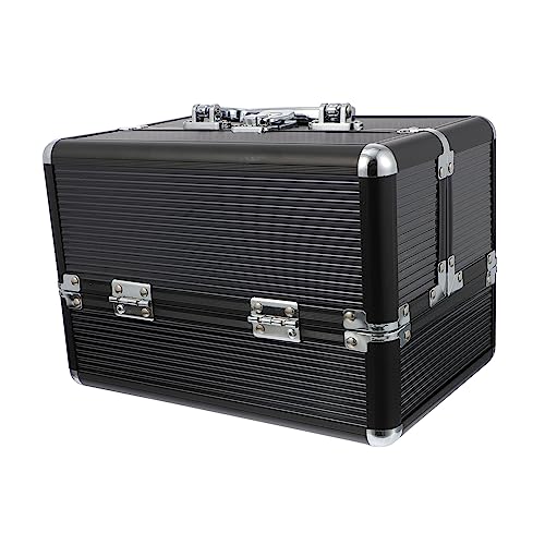 1 Pc Astuccio cosmetico in lega di alluminio cura della pelle chiaro Strumento per nail art kit pochette trucchi borsa per il trucco da viaggio Borsa per cosmetici Black