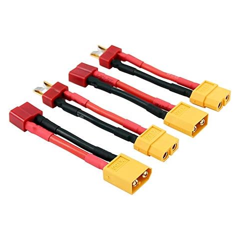 OliRC 4pcs T-Plug Deans Style to XT60 XT-60 Male Female Connector Adapter with 14awg 5cm Wire(C18-4) Cover