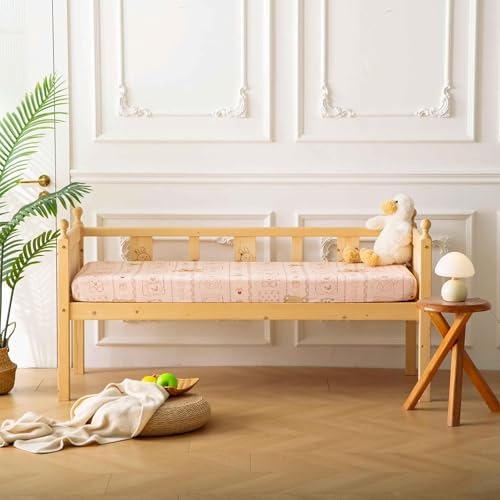 Image of SDY Jersey Crib Sheets for Baby Girls,52 inchx28 inchX8 inch, Pink Kawaii Bear Standard Oval /Retangle Crib Mattress Sheets for Toddler,Super Soft Breathable
