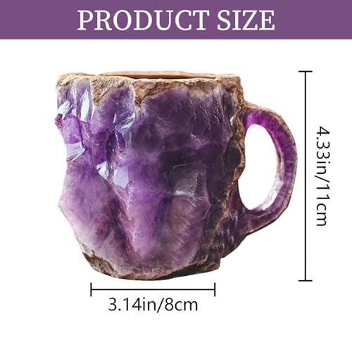 Taza de café mineral cristal púrpura con asa miniatura 7