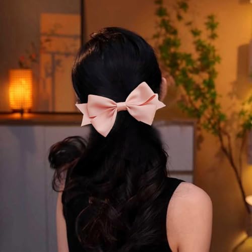 TseanYi Grampos de cabelo grandes, cauda de laço, presilhas de cabelo de cetim, fita rosa, nós, gram
