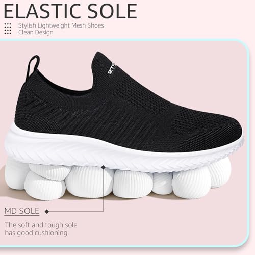 Littleplum Damen Sneaker Atmungsaktiv Turnschuhe Leicht Laufschuhe Sportschuhe Damen Schuhe,Schwarz Weiß,38 EU