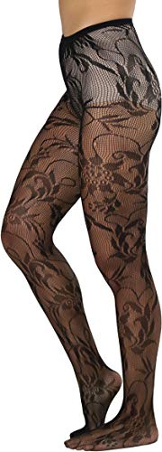 Image of ToBeInStyle Women's Elegant Floral Lace Inspired Spandex Net Full Length Tights