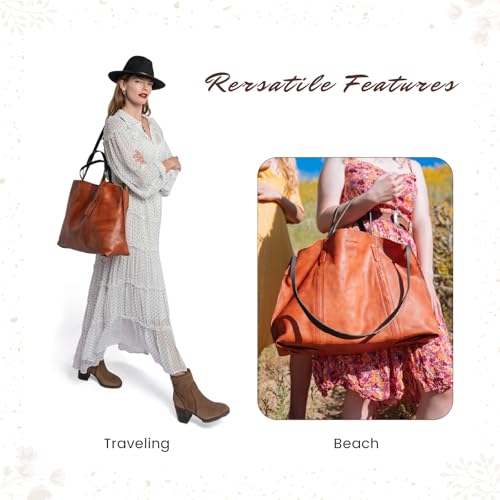 Image of OLD TREND Genuine Leather Forest Island Tote | Spacious Handbag with Removable Inner Pouches