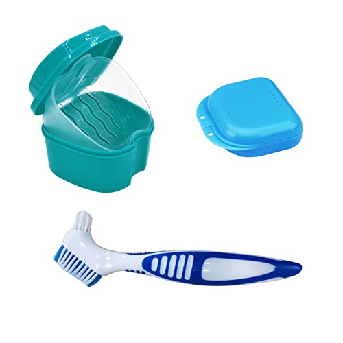 Estuche Para Dentadura Postiza, Juego de Limpieza de Dentadura Postiza, Caja de Dentadura Postiza, con Caja de Almacenamiento de Aparatos Ortopédicos, con Cepillo de Dientes Cover