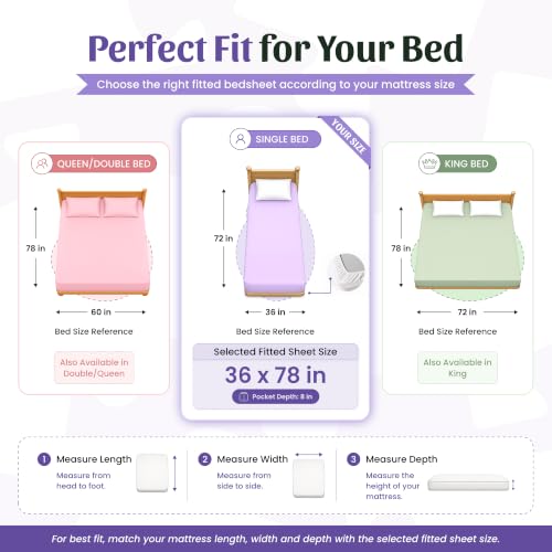 Image of LORETO - A QUALITY LINEN BRAND 210 TC 100% Pure Cotton Single Fitted Bedsheet with 1 Pillow Cover for 78 x 36 Inch Mattress, All-Around Elastic, 8 Inch Deep Pocket, Pink Leaf Whisper