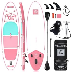 TIGERXBANG SUP Boards Stand Up Paddling Board 320x82x15cm, aufblasbare Paddle-Boards mit Doppelschläger-Paddel, Kajak-Sitz, Defender-Pro-Kollektion Rosa