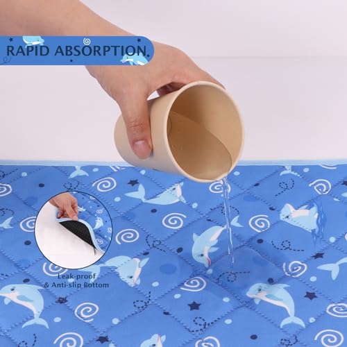 Image of IEUUMLER Washable Pee Pads for Dogs, 2 Pack Non-Slip & Waterproof Pack Whelping Pad, Reusable Washable Puppy Potty Training Pad with Fast Absorbent for Playpen EU007 (Dolphin, 24 inchX18 inch-2pcs)