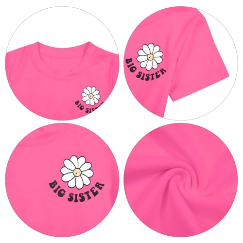 Image of LOTUCY Toddler Girls Big Sister Shirt Cool Big Sis Club Announcement Outfit | Promoted to Big Sister Shirts for Baby Girls Short Sleeve Tees Big Sis Tops