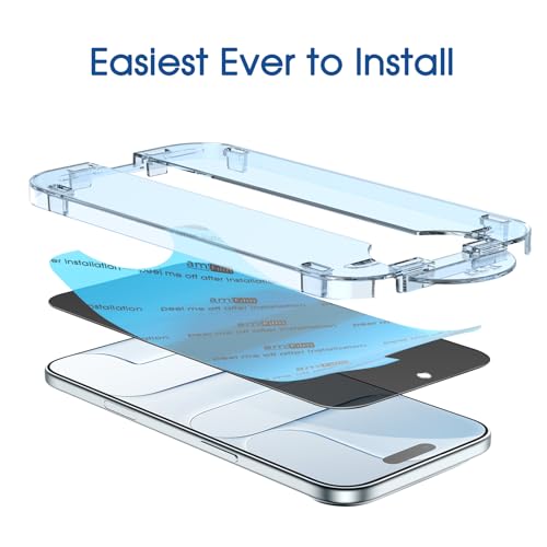 Image of amFilm OneTouch for iPhone Air 17 Privacy Screen Protector 6.5'' 2025 | 30s Auto-Alignment, Bubble Free, Tempered Glass, 28 Anti Spy, Shatterproof, Camera Lens Protector 2+2 Pack (Air-6.5'')