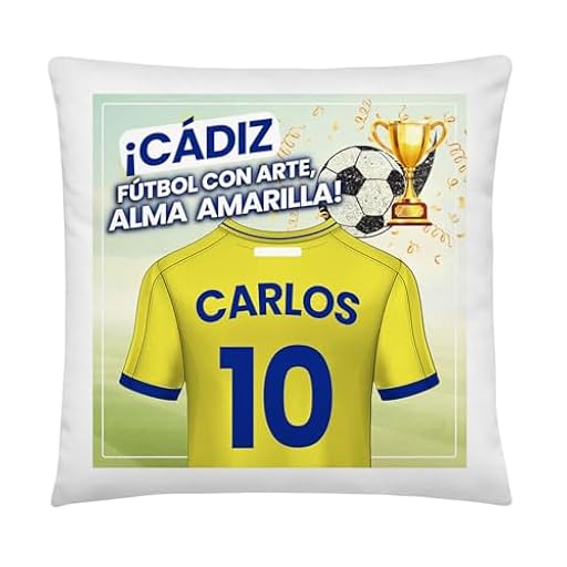 Kembilove® Cojín de Fútbol Personalizado Cádiz con Nombre y Número | Almohada Decorativa Amarilla | Regalo Original para Aficionados y Niños Futboleros | Ya disponible en tu tienda friki favorita! En mundofriki.es! Kembilove® Cojín de Fútbol Personalizado Cádiz con Nombre y Número | Almohada Decorativa Amarilla | Regalo Original para Aficionados y Niños Futboleros | Ya disponible en tu tienda friki favorita! En mundofriki.es!