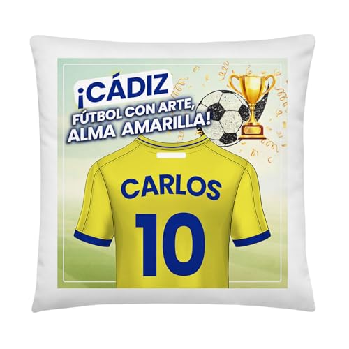 Kembilove® Cojín de Fútbol Personalizado Cádiz con Nombre y