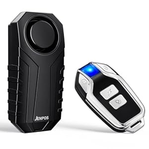 JENPOS Bike Alarm, 120dB Loud Waterproof Wireless E-Bike Motorcycle Alarm with Remote, Anti-Theft Vibration Motion Sensor Multipurpose Security Alarm System, Ebike Accessories