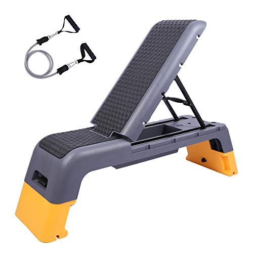 Domaker Multifunctional Aerobic Deck with Cord Workout Platform,Versatile Fitness Station,Weight Bench,Stepper,Plyometrics Box for Cardio Workouts and Strength Training