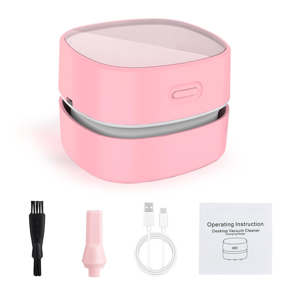 ODISTAR Mini aspirateur de Bureau, économe en énergie, Nettoyage des Cheveux, des miettes, Clavier d'ordinateur, Cadeau pour Enfants (Rose)