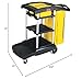 Rubbermaid Commercial Products Industrial High Capacity Storage Janitorial Cart with Wheels/Casters Two Caddies and Zippered Yellow Bag for School/Retail/Hospitality/Restaurant Black