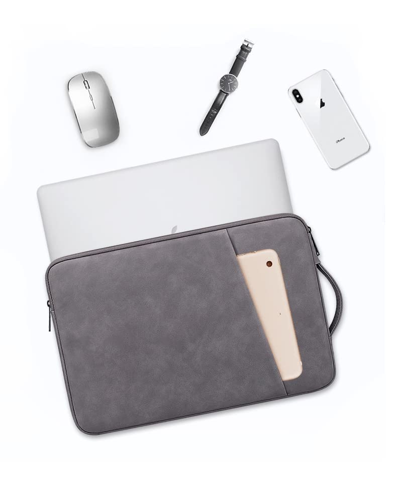 Image of Red Lemon PU Leather Lightweight Zipper Bag For 15.4 inch Laptops (Grey)