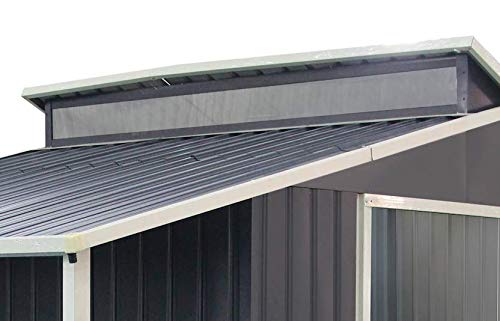 Gardiun KIS12989 Gartenhaus Marlow mit Veranda 6,85 m², außen 193 cm x 35 cm x 237 cm, verzinkter Stahl, Anthrazit – Bild 3