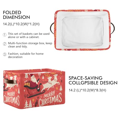 Image of Aslsiy Storage Basket Santa Claus Elk Christmas Tree Nursery Bins Baby Box Canvas Clothes Shelf Basket Laundry Hampers 2 Pcs