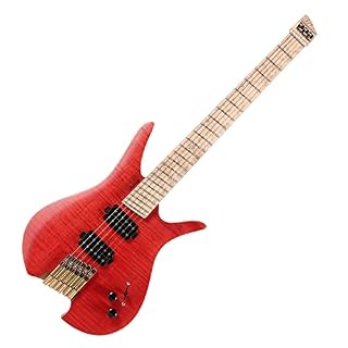 Batking Guitare électrique sans tête, 6 frettes ventilées (rouge) - Les Beatles, Paul McCartney, John Lennon, RIngo Starr, George Harrison Batking Guitare électrique sans tête, 6 frettes ventilées (rouge) – Image 3