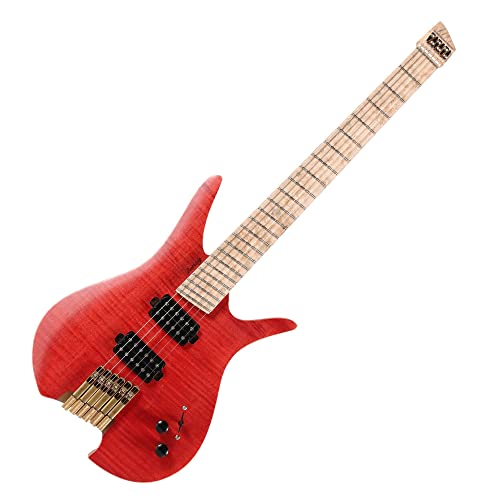 Batking Guitare électrique sans tête, 6 frettes ventilées (rouge) - Les Beatles, Paul McCartney, John Lennon, RIngo Starr, George Harrison Batking Guitare électrique sans tête, 6 frettes ventilées (rouge) – Image 4