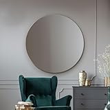 MirrorOutlet Extra Large Round Circular Frameless Bevelled wall Mirror: 110cm – Elegant Wall-Mounted Circular Mirror
