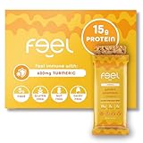 Feel Vegan Protein Bars | Golden Goodness | Keto | Gluten Free | Organic | Turmeric | 15g Protein | Low Carb | Dairy Free | Grain Free | Nut Free | Soy Free | Non GMO - 10 Pack
