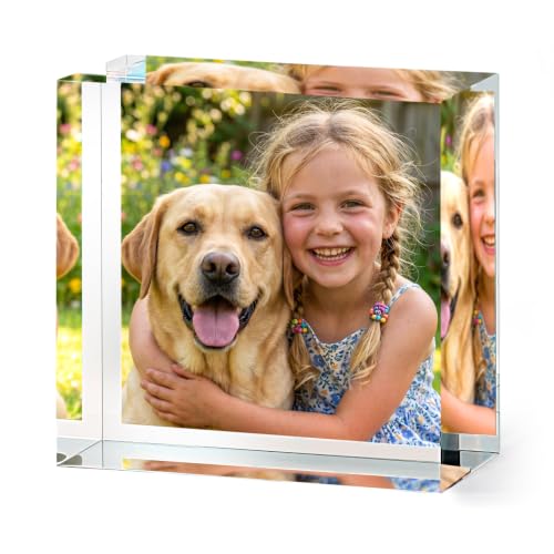 ArtPix 3D Acrylic Personalized Mothers Day Gift for Mom Custom UV Photo Print Block Square Unique Customized Birthday Picture Gifts for Women Man Wife Grandma Glass Personalized Gift With Your Own Photo (2 x 2 inch)