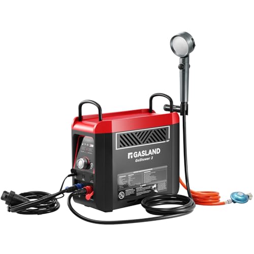 GASLAND Calentador de agua de gas G3 Pro-DE, de propano/butano (50 mbar) para exteriores, calentador de agua caliente con batería recargable incorporada, ducha caliente para camping