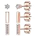 Tiny Stud Earrings for Women, 14K Rose Gold Plated 925 Sterling Silver Bar Earring CZ Simulated Diamond Ear Stud Set Brilliant Cubic Zirconia Inlaid(Rose Gold/3 Pairs)
