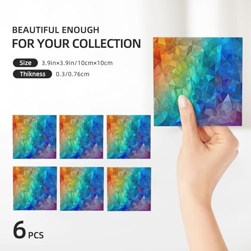 Dessous de verre carrés en céramique lot de 6 avec support triangle - 4