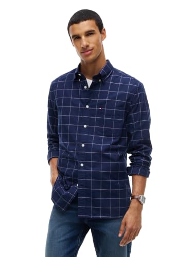 Image of Tommy Hilfiger Men's Long Sleeve Oxford Shirts in Regular Fit, Men's Button Down Shirts, Also Available in Big and Tall
