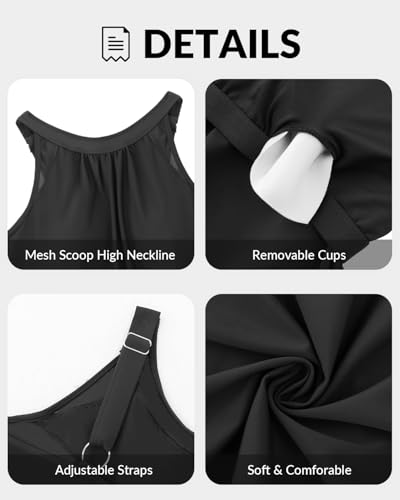 Women's High Neck Tankini Top - Blouson Bathing Suit Top Loose Fit Swim Top 2025 Modest Swimsuit Top No Bottom4