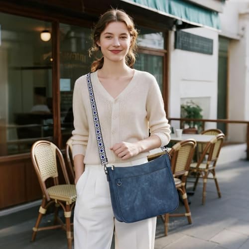 Image of 2PCS /Set Crossbody Bags for Women,Vegan Leather Hobo Purse Wallet For Women Set,Shoulder Bags With 2 Adjustable Strap