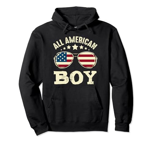 4 de julio All American Boy Flag Patriotic Independence Sudadera con Capucha