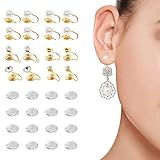 TAOARA 16 convertidores de aretes de clip, 5 tipos, convertidores de aretes perforados a clip con 16 almohadillas cómodas, gancho dorado para mujeres y hombres, orejas no perforadas