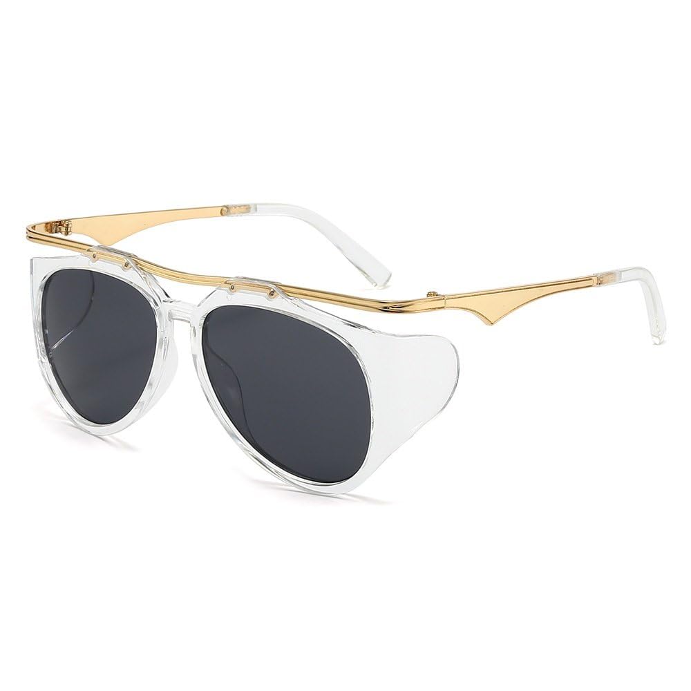 Duże męskie okulary przeciwsłoneczne dla kobiet, okrągłe okulary w stylu steampunk, vintage, gogle, UV400