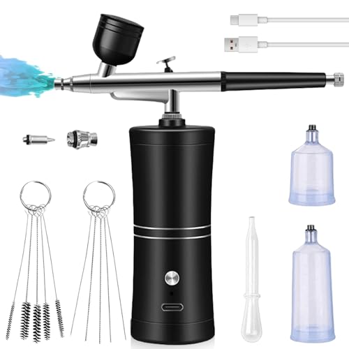 Kit aérographe avec compresseur, kit aérographe haute pression sans obstruction avec buse, set de...