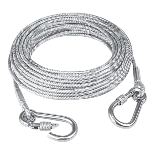 Image of Heavy Duty Clothes Drying Rope, Stainless Steel Rust Resistant Clothesline with Carabiner Hooks for Balcony, Bathroom, Camping, Travel, Indoor & Outdoor Laundry (10 Meter)