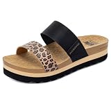 RockDove Women’s Isla Lift Platform Slide Sandals with Cushioned Arch Support and Soft Dual Straps, Size 9 US Women, Leopard Print