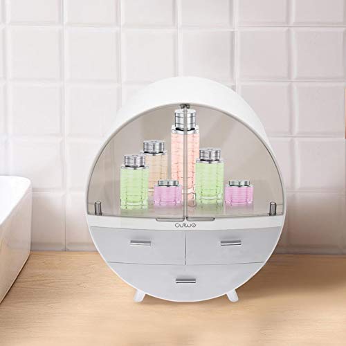 Makeup Organizer Large Cosmetics Storage Cabinet Dustproof Waterproof Makeup Storage Display Racks with Drawers, Jewelry Lipsticks Skincare Holder For Bathroom/Vanity Countertop/Bedroom Dresser (A)