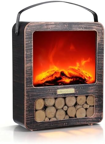 Fake Fireplace Lanterns Decorative, USB/Battery Operated Fireplace with Realistic Flame Effect, Portable Small Fake Fire Place for Christmas Decoration, LED Fire Lamp Indoor Outdoor Home Decor