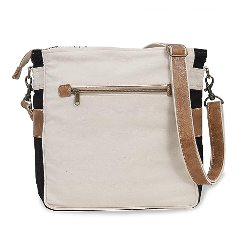 Image of CLA Bags SEL de MER Upcycled Olive Green Blossom Print Canvas & Leather Shoulder Bag, Canvas Crossbody Bags for Women